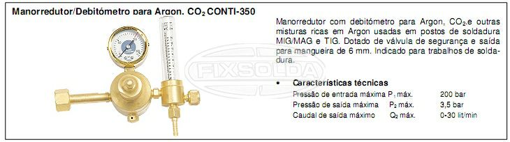 Manoredutor Debitometro para Argon Co2 Conti-350
